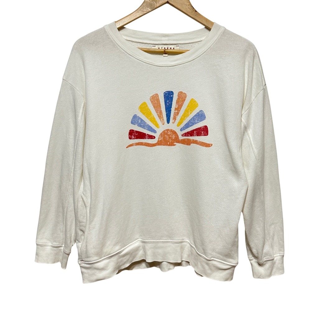 Xirena Sunrise Sweatshirt Women XS Ivory Pullover Fleece Loungewear Boho Casual
